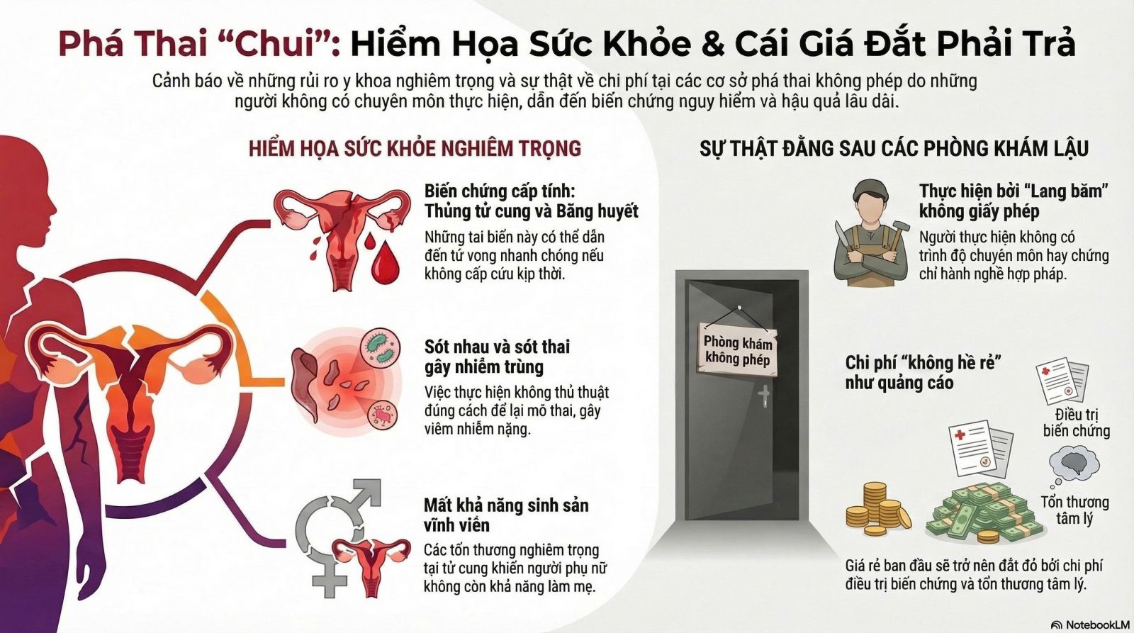 Tác hại nguy hiểm khi uống thuốc phá thai không rõ nguồn gốc.